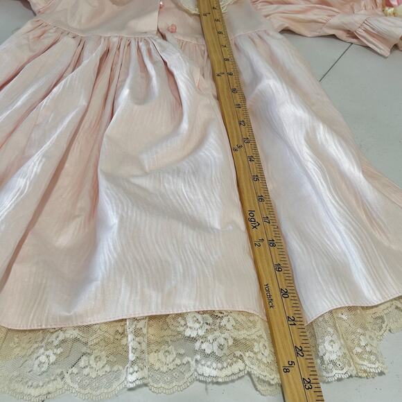 *SOLD SOLD SOLD* Vintage 80s Toddler Dress Pink Satin Lace Girl Party Dress 3T - Picture 16 of 16